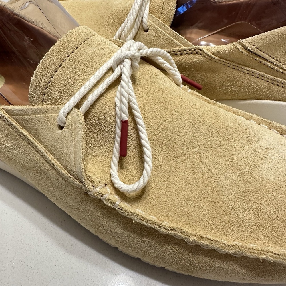 Olukai KA'A DRIVER Suede Shoes Moccasin In Golden Sand Men's Size 9 NEW Lace Up - Picture 4 of 11